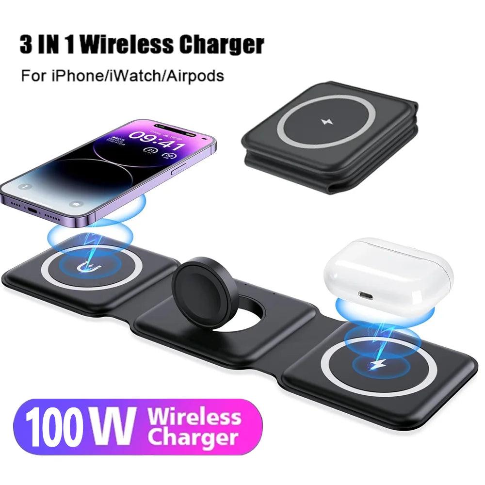 100W 3-in-1 Foldable Wireless Charger