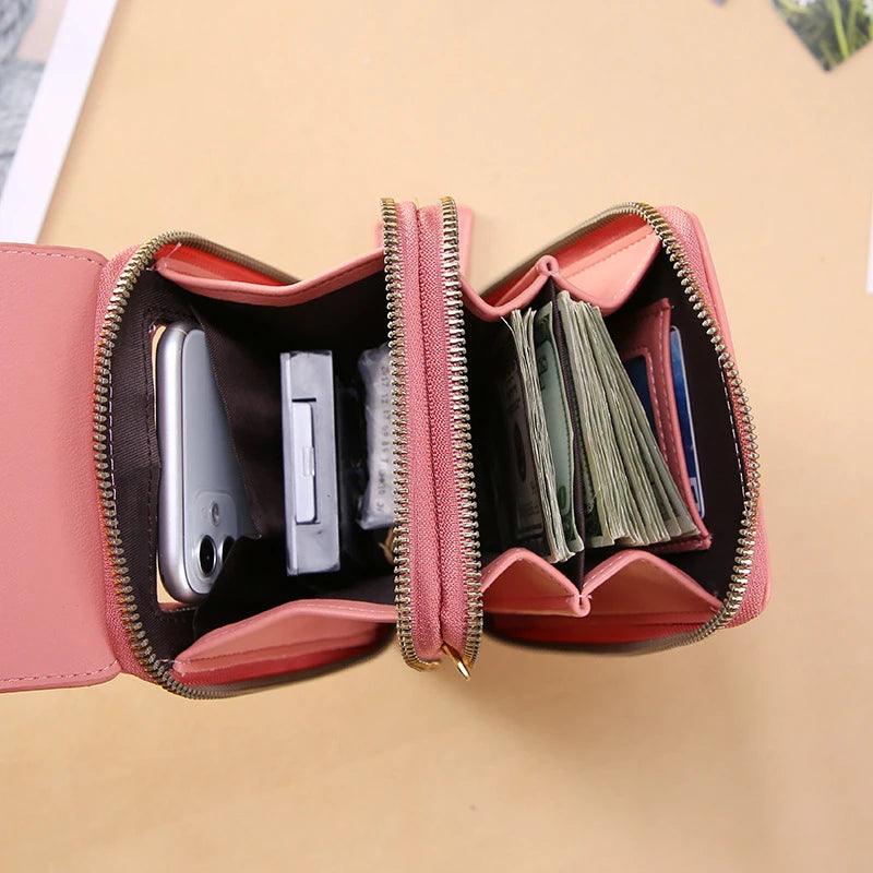 Women's Soft Leather Touch Screen Crossbody Handbag with Wallet