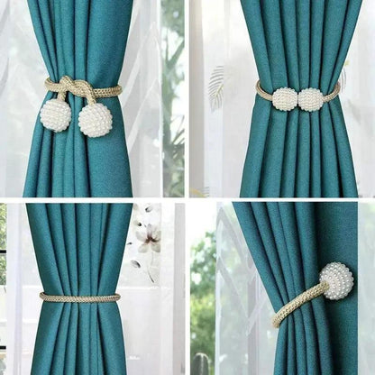 2PCS Pearl Magnetic Curtain Clips – Decorative Tie Back Buckles