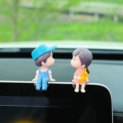 Cute Cartoon Couples Car Dashboard Figurines – Balloon Ornaments