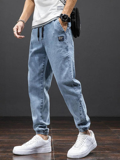 Men's Black Blue Cargo Jogger Pants