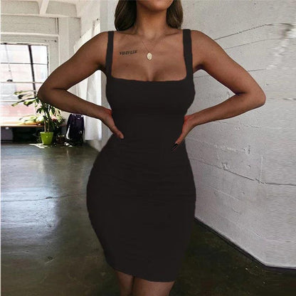 Women's Square Neck Sleeveless Bodycon Mini Dress – Backless Party Dress