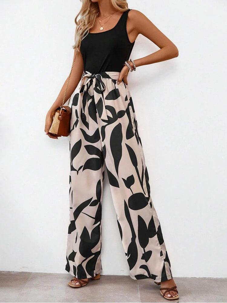 Floral Print Wide Leg Jumpsuit