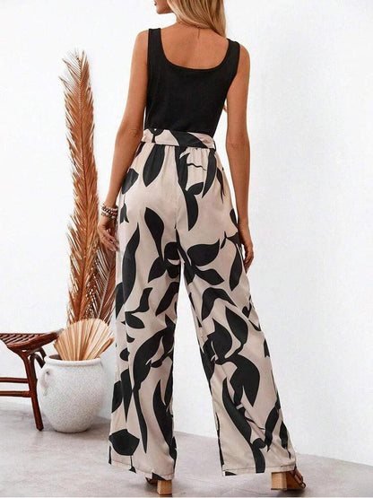 Floral Print Wide Leg Jumpsuit