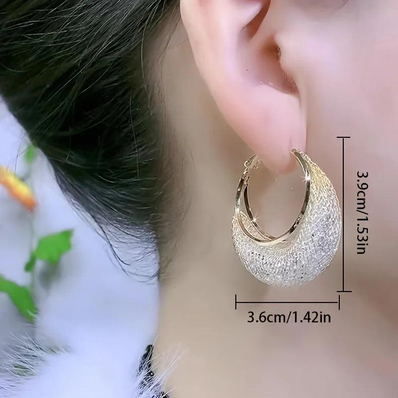 Shiny Mesh Hoop Earrings