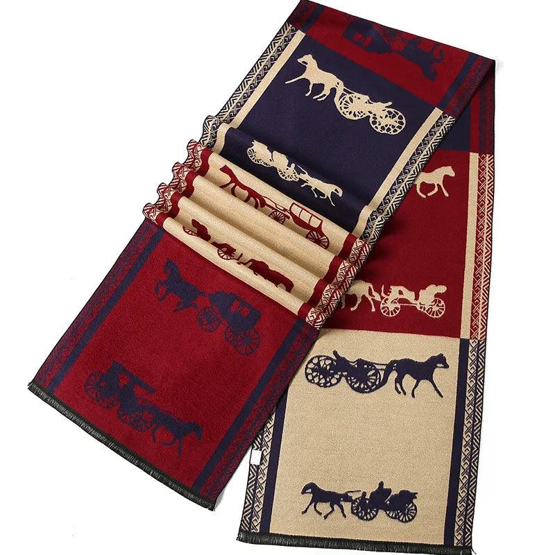 Men's Horse Pattern Cashmere Scarf