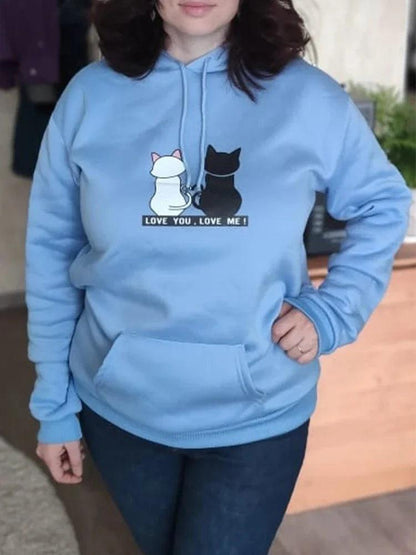 Korean Cartoon Cat Streetwear Hoodie