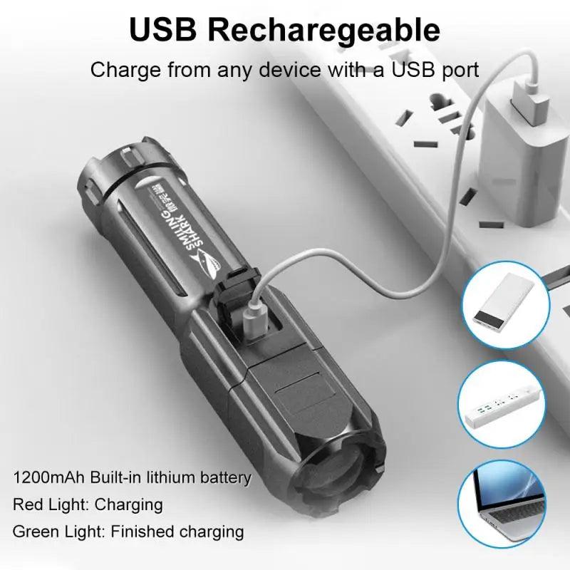 Powerful USB Rechargeable LED Flashlight