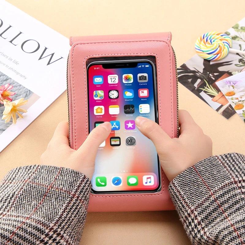 Women's Soft Leather Touch Screen Crossbody Handbag with Wallet