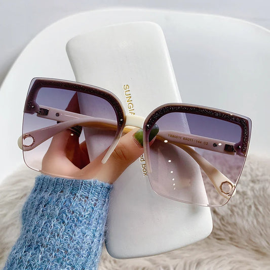 Rimless Vintage Square Sun Glasses