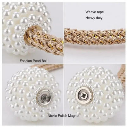 2PCS Pearl Magnetic Curtain Clips – Decorative Tie Back Buckles