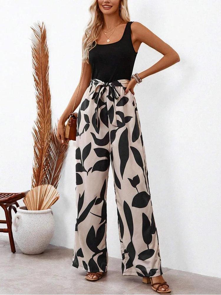 Floral Print Wide Leg Jumpsuit