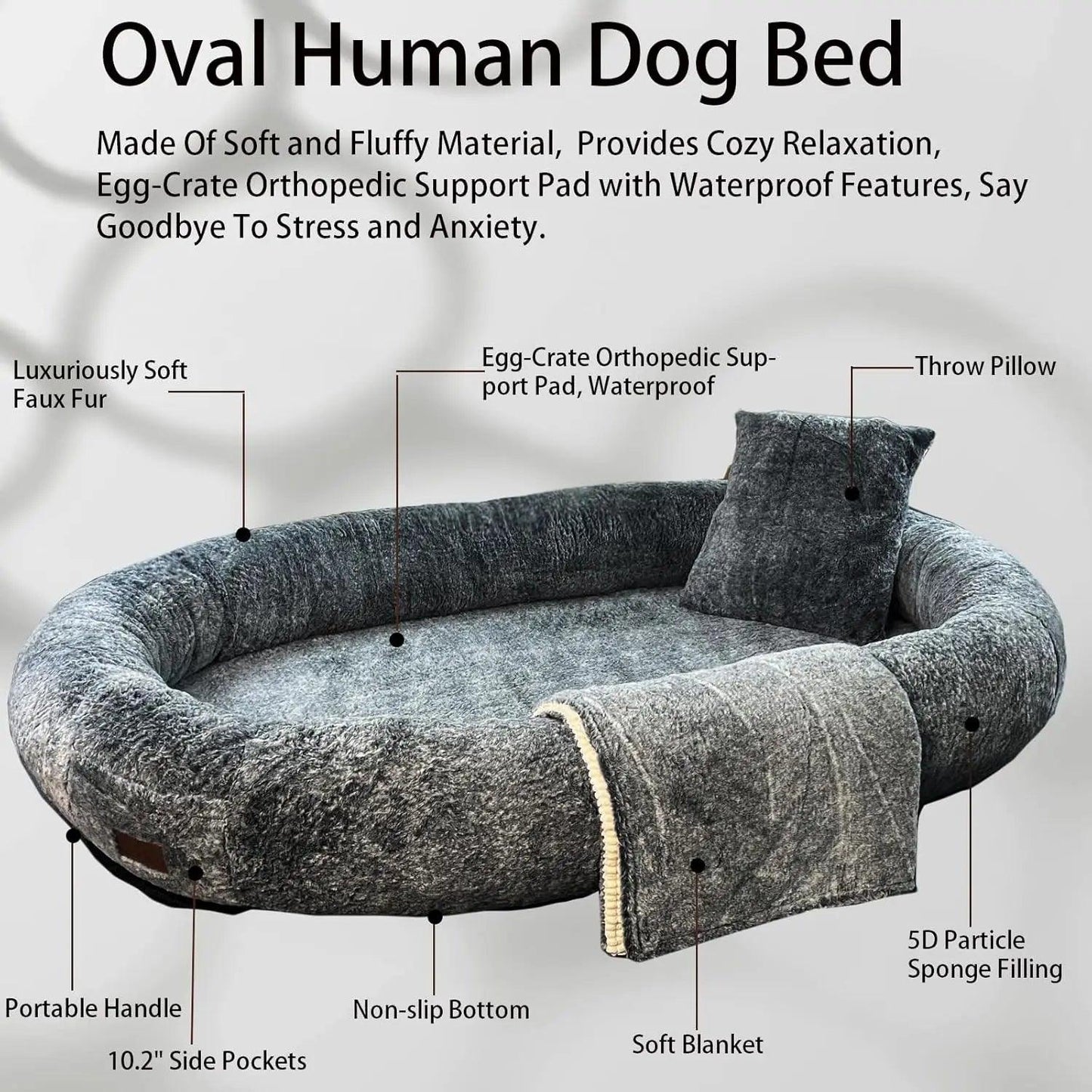 Human Dog Bed with Blanket and Pillow