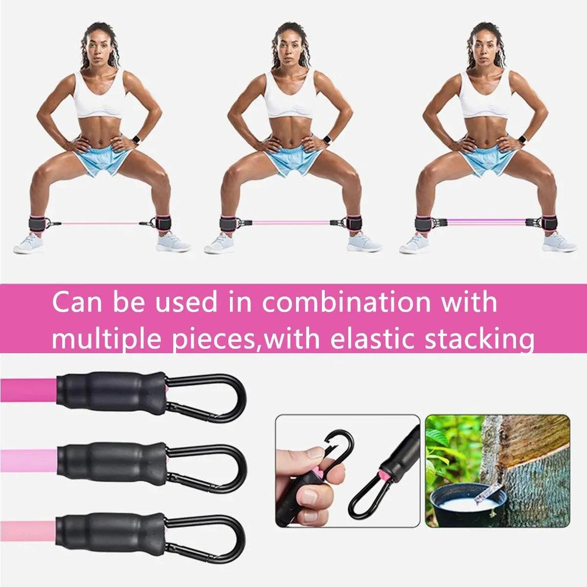 TPE Resistance Bands with Ankle Straps Fitness Set