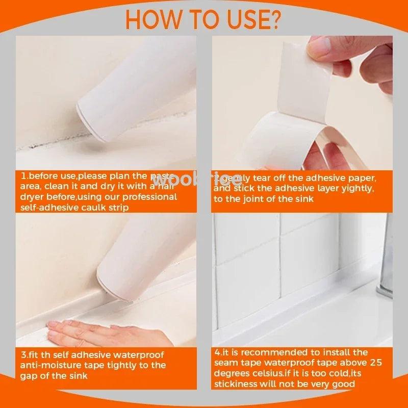 Waterproof PVC Sealing Tape – Self-Adhesive Mold-Proof Caulk for Bathroom & Kitchen