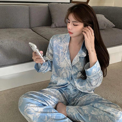 Autumn Ice Silk Women's Pajama Set