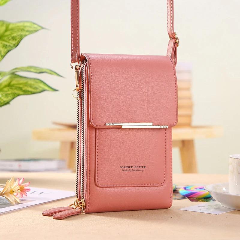 Women's Soft Leather Touch Screen Crossbody Handbag with Wallet