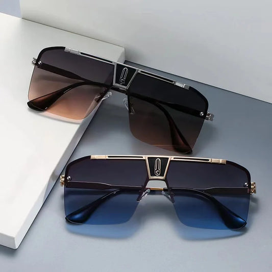 Vintage Design Oversized Rimless Sun Glasses