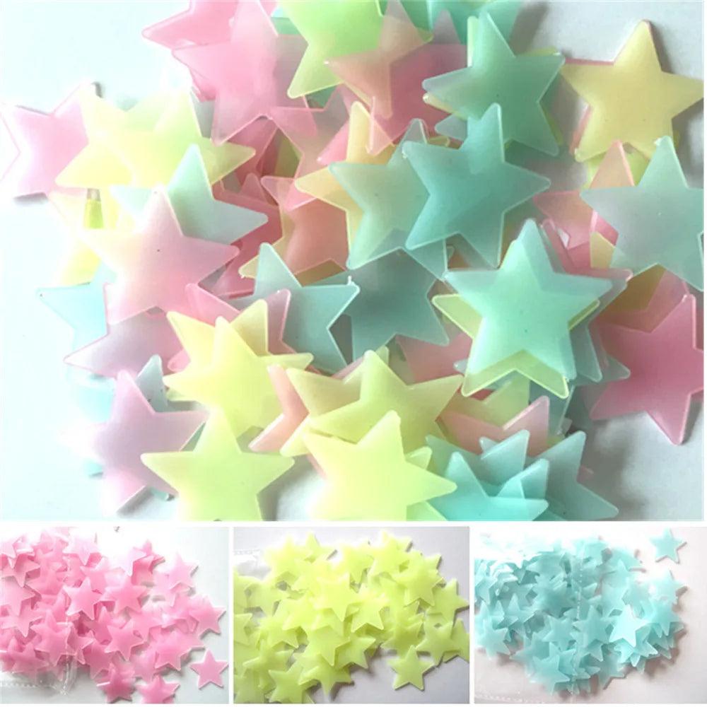 100 Glow-in-the-Dark Star Wall Stickers – Kids Room & Ceiling Decor