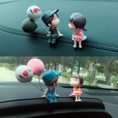 Cute Cartoon Couples Car Dashboard Figurines – Balloon Ornaments