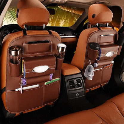Universal Car Seat Back Organizer Bag – PU Leather Storage Solution