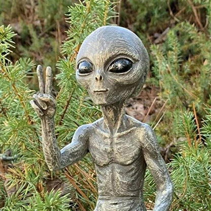 Outer Space Alien Statue Garden Figurine Set