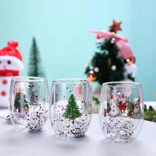 Christmas Double Wall Glass Cup