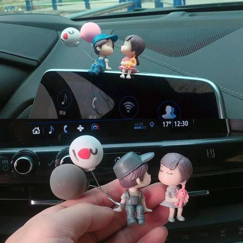 Cute Cartoon Couples Car Dashboard Figurines – Balloon Ornaments