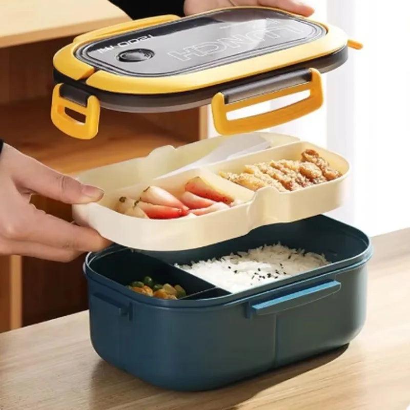 Student Lunch Box Heated Double Layer PP Plastic