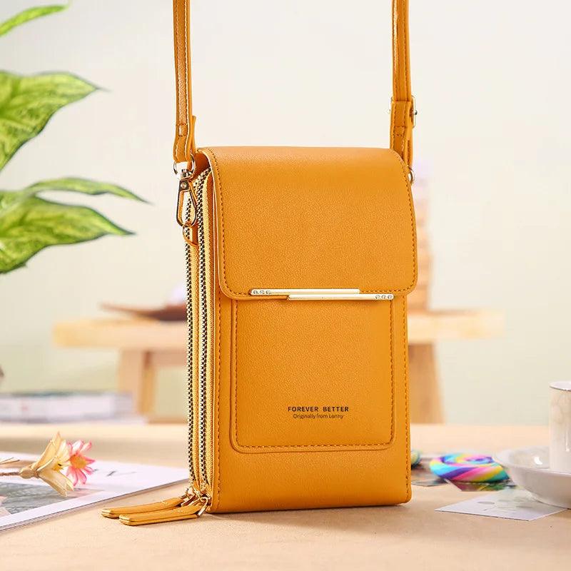 Women's Soft Leather Touch Screen Crossbody Handbag with Wallet