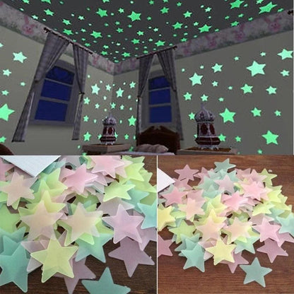 100 Glow-in-the-Dark Star Wall Stickers – Kids Room & Ceiling Decor