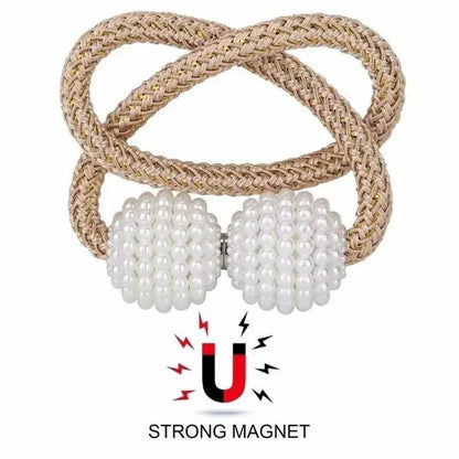 2PCS Pearl Magnetic Curtain Clips – Decorative Tie Back Buckles