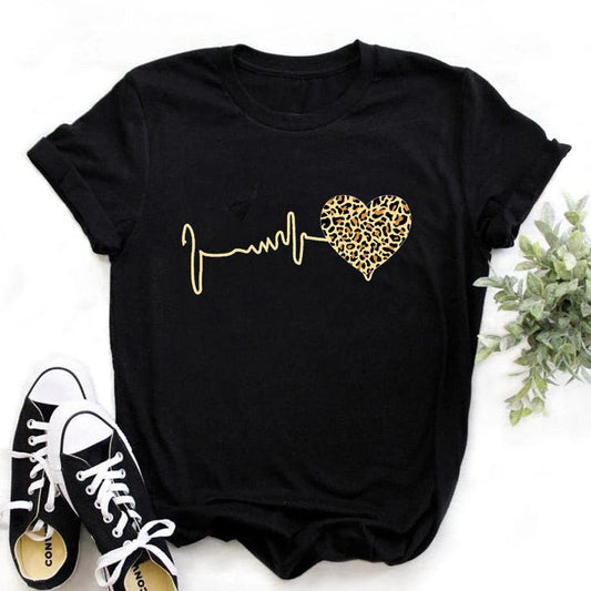 90s Leopard Heartbeat Women's T-Shirt