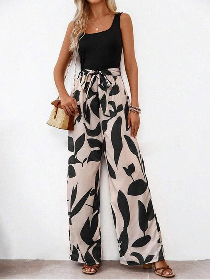 Floral Print Wide Leg Jumpsuit