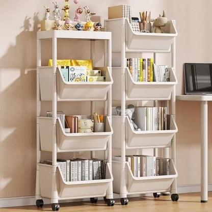 Trolley Bookshelf Kitchen Storage Rack Kitchen Corner Narrow Slit Storage Cabinet Bathroom Living Room Home Organizer