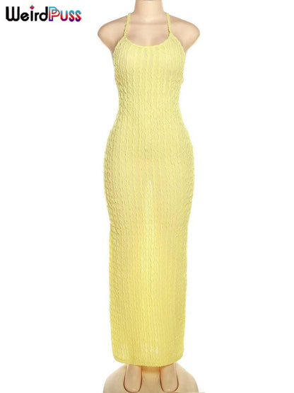 Women Maxi Dress Backless Sleeveless