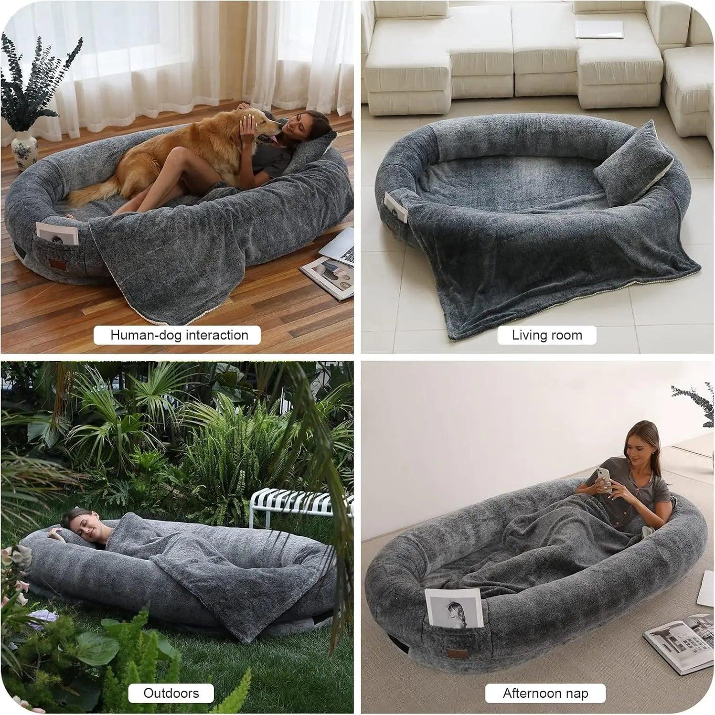 Human Dog Bed with Blanket and Pillow