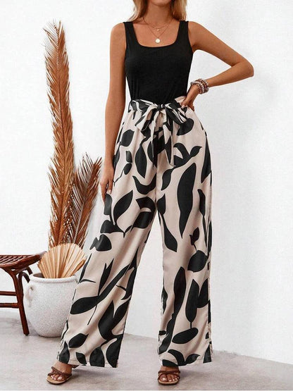 Floral Print Wide Leg Jumpsuit