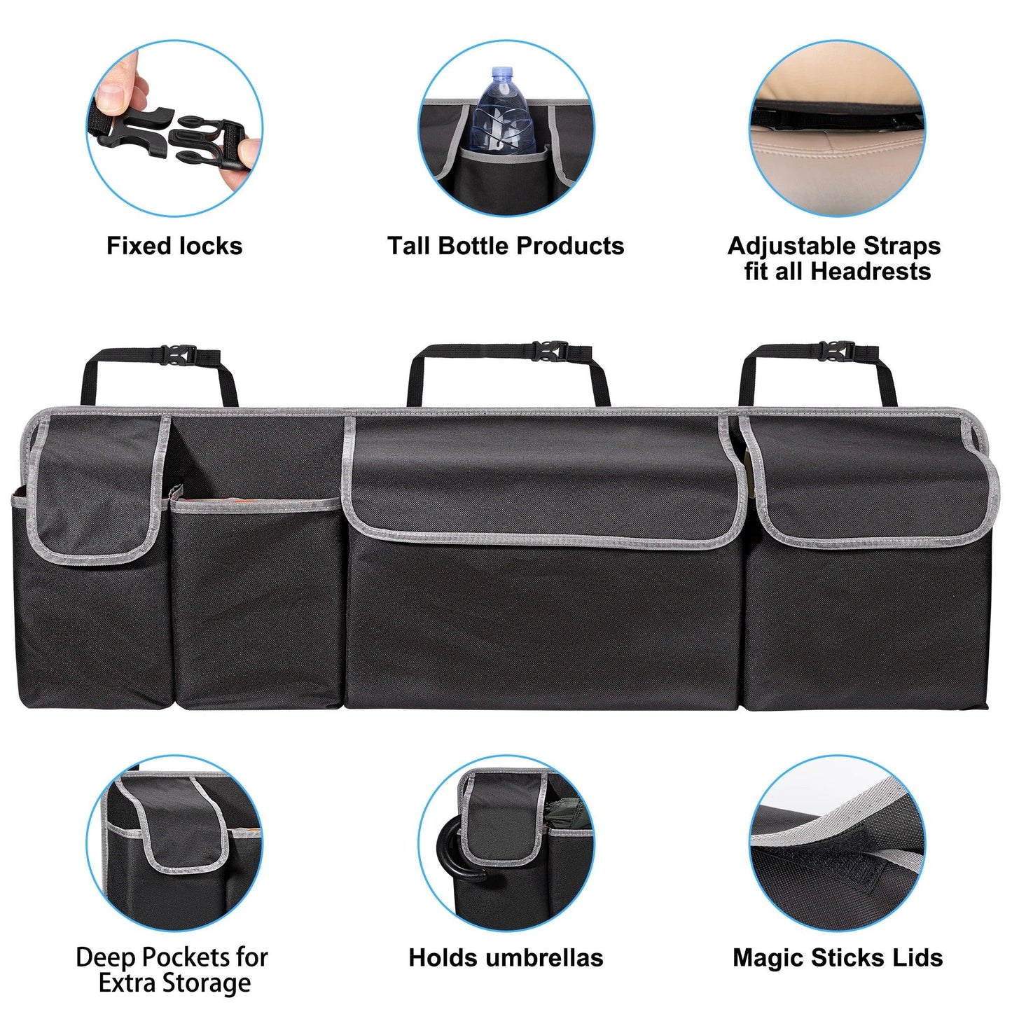 Car Trunk Organizer for SUV Backseat – Upgrade Hanging Storage Bags