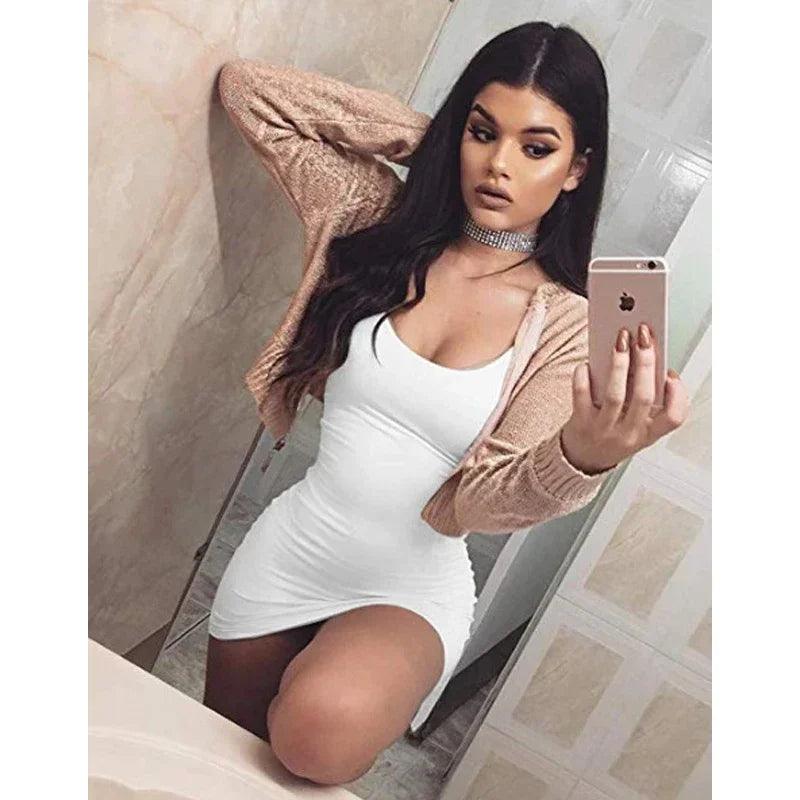 Women's Square Neck Sleeveless Bodycon Mini Dress – Backless Party Dress