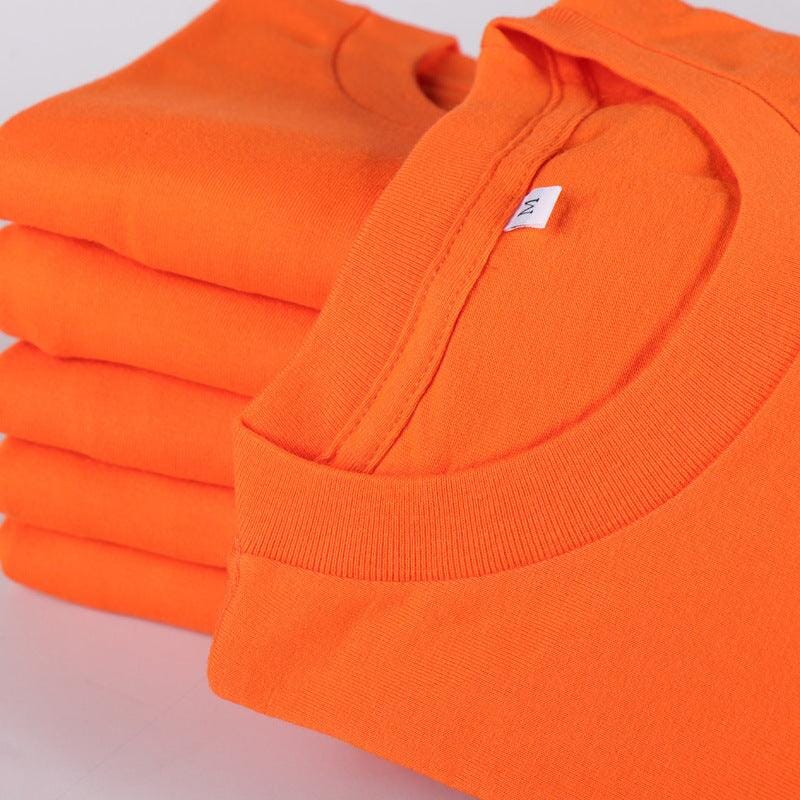 Solid Color Cotton T-Shirts Men's And Women's Short-sleeved T-shirts Icandoit1 Orange 2XL 