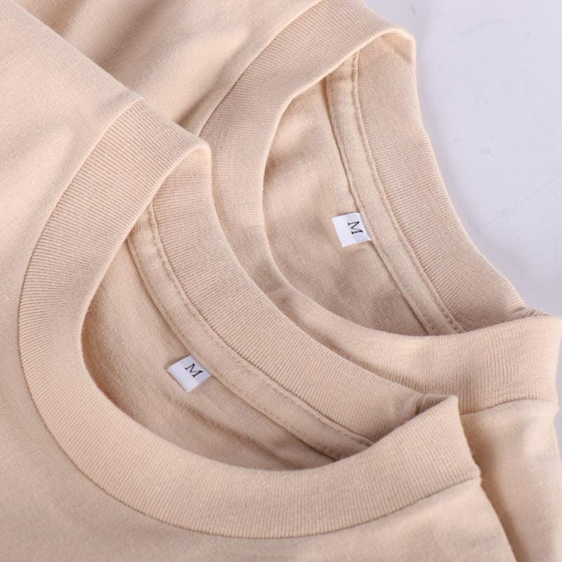 Solid Color Cotton T-Shirts Men's And Women's Short-sleeved T-shirts Icandoit1 Milk tea color 2XL 